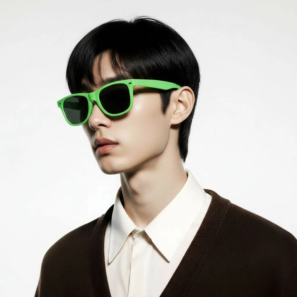 Unisex Wild Neon Green & Black Retro Sunglasses One Size